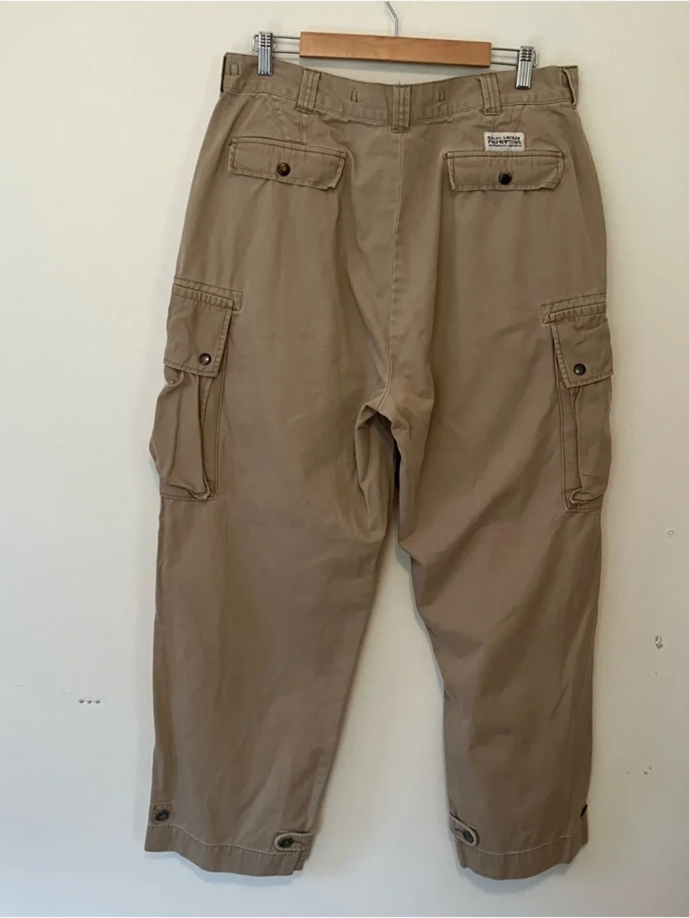 VTG Y2K Polo Ralph Lauren Tan Cargo Pants Polo 67 Chino Size 38x30 90s Read - Picture 9 of 9